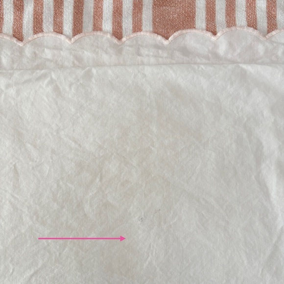 VTG Made in France King size flat sheet + sham set cotton pink scalloped edge - Picture 6 of 16